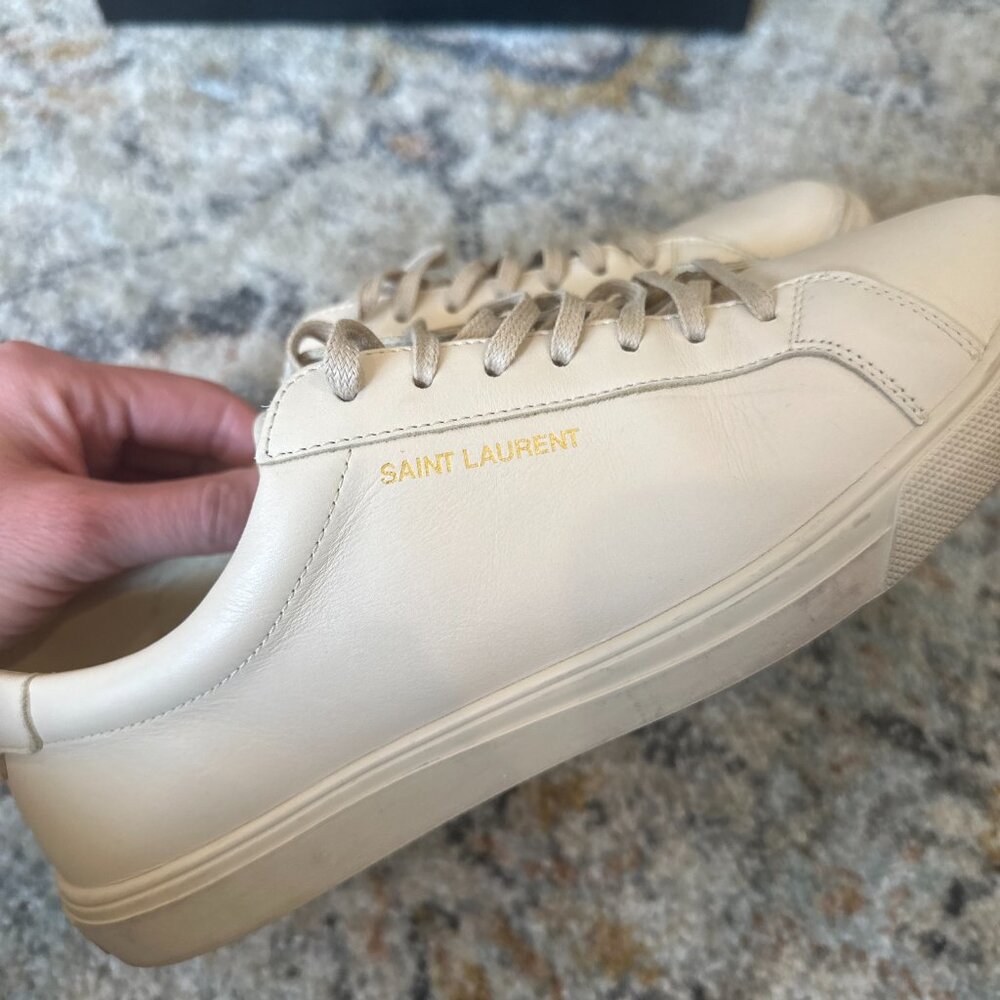 Saint Laurent Women’s Beige Andy Low Top Leather Sneaker - SIZE EU 40/US 9 - Picture 4 of 9